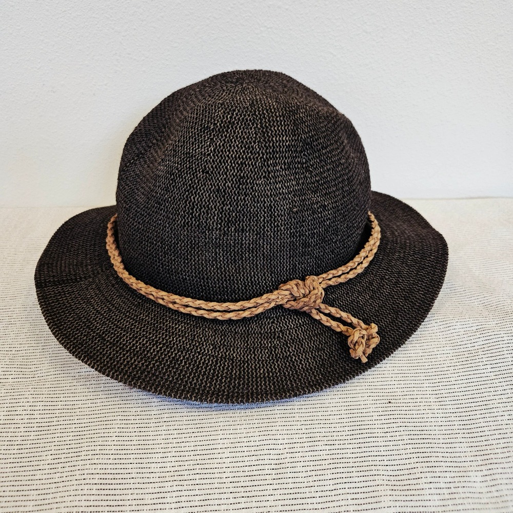 San Diego Hat Company Womens Brown Woven Straw Sun Hat Braided Cord Trim OS